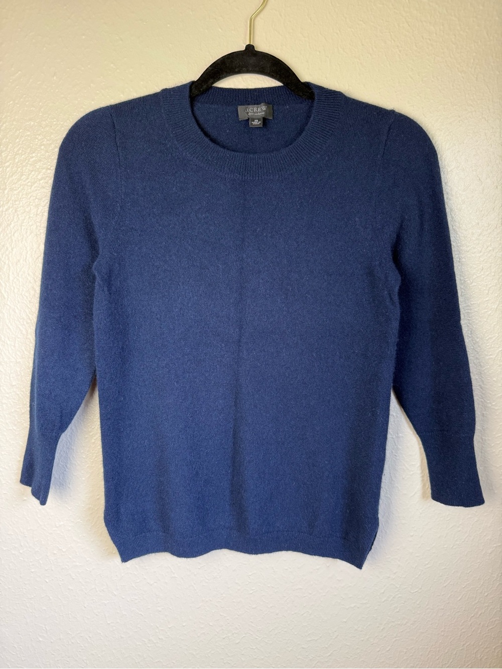 J. Crew Blue Cashmere 3/4 Sleeve Pullover Sweater Size XS
